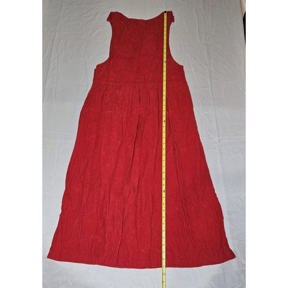 Laura Gayle Vintage Red‎ Corduroy Wreath Embroidered Jumper Dress Womens Small - Picture 7 of 8